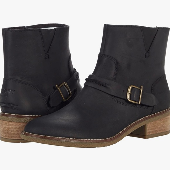 Sperry Women’s Black Leather Boots with Zipper, Size 7, Pristine Condition - Picture 6 of 8